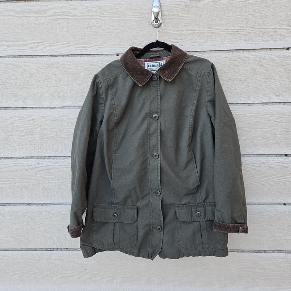 LL Bean green canvas flannel-lined Adirondack Barn Coat in Loden size 2X - Picture 1 of 11
